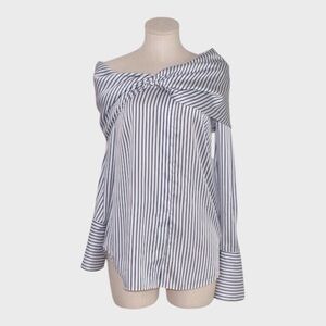 Trouve Striped‎ One Shoulder Top